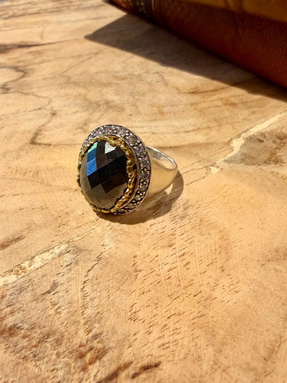 Retired Silpada R2755 Empress Cocktail Ring 925 Sterling Hematite CZ Size 10